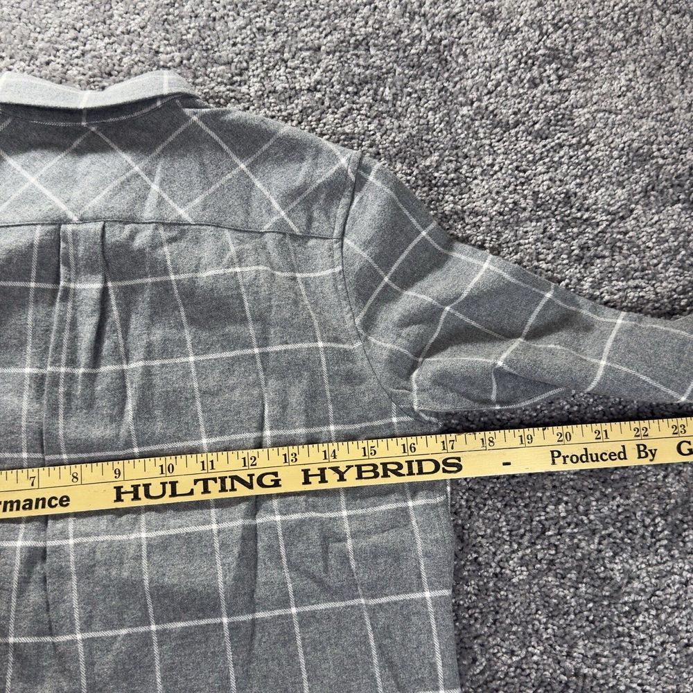 UNTUCKit Women's Size 2 Windowpane Plaid Flannel Gray White Shirt NWOT Button Up - Picture 10 of 11